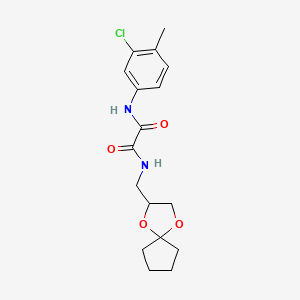 molecular formula C17H21ClN2O4 B2529928 N1-(1,4-dioxaspiro[4.4]nonan-2-ylmethyl)-N2-(3-chloro-4-methylphenyl)oxalamide CAS No. 899734-41-9