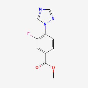 molecular formula C10H8FN3O2 B2529931 3-フルオロ-4-(1H-1,2,4-トリアゾール-1-イル)ベンゼンカルボン酸メチル CAS No. 866009-43-0