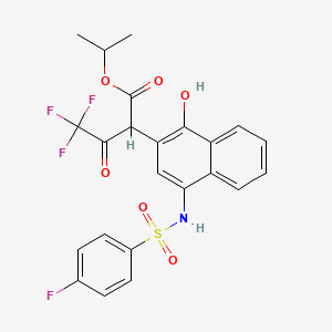 molecular formula C23H19F4NO6S B2529932 4,4,4-三氟-2-[4-[(4-氟苯基)磺酰氨基]-1-羟基萘-2-基]-3-氧代丁酸丙-2-酯 CAS No. 425400-02-8