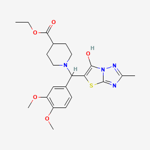 molecular formula C22H28N4O5S B2529934 Ethyl 1-((3,4-dimethoxyphenyl)(6-hydroxy-2-methylthiazolo[3,2-b][1,2,4]triazol-5-yl)methyl)piperidine-4-carboxylate CAS No. 851809-85-3