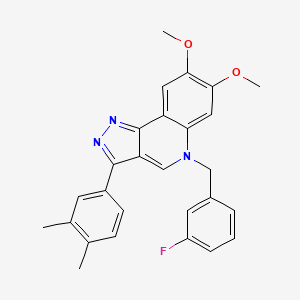 molecular formula C27H24FN3O2 B2529942 3-(3,4-dimethylphenyl)-5-(3-fluorobenzyl)-7,8-dimethoxy-5H-pyrazolo[4,3-c]quinoline CAS No. 866728-23-6