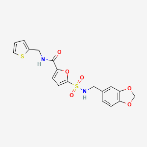 molecular formula C18H16N2O6S2 B2529944 5-(N-(苯并[d][1,3]二氧杂环-5-基甲基)磺酰胺基)-N-(噻吩-2-基甲基)呋喃-2-甲酰胺 CAS No. 1171058-87-9