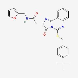 molecular formula C28H28N4O3S B2529947 2-(5-{[(4-tert-butylphenyl)methyl]sulfanyl}-3-oxo-2H,3H-imidazo[1,2-c]quinazolin-2-yl)-N-[(furan-2-yl)methyl]acetamide CAS No. 1022857-08-4