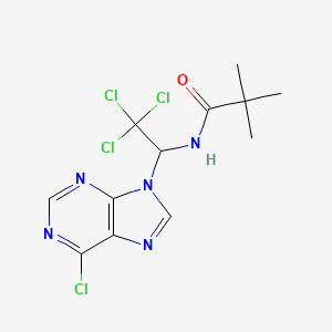 molecular formula C12H13Cl4N5O B2529954 2,2-dimethyl-N-[2,2,2-trichloro-1-(6-chloropurin-9-yl)ethyl]propanamide CAS No. 303024-31-9