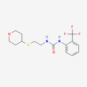 molecular formula C15H19F3N2O2S B2529961 1-[2-(オキサン-4-イルスルファニル)エチル]-3-[2-(トリフルオロメチル)フェニル]ウレア CAS No. 1795480-82-8