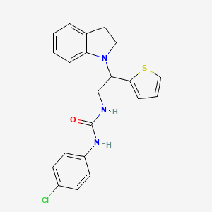 molecular formula C21H20ClN3OS B2529966 1-(4-Chlorophenyl)-3-(2-(indolin-1-yl)-2-(thiophen-2-yl)ethyl)urea CAS No. 898433-38-0