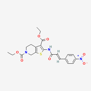 molecular formula C22H23N3O7S B2529968 (E)-二乙基 2-(3-(4-硝基苯基)丙烯酰胺)-4,5-二氢噻吩并[2,3-c]吡啶-3,6(7H)-二羧酸酯 CAS No. 946236-56-2