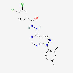 molecular formula C20H16Cl2N6O B2529986 (3,4-二氯苯基)-N-{[1-(2,4-二甲苯基)吡唑并[4,5-e]嘧啶-4-基]氨基}甲酰胺 CAS No. 890943-06-3