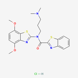 molecular formula C22H25ClN4O3S2 B2529998 N-(4,7-dimethoxybenzo[d]thiazol-2-yl)-N-(3-(dimethylamino)propyl)benzo[d]thiazole-2-carboxamide hydrochloride CAS No. 1216749-92-6