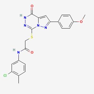 molecular formula C21H18ClN5O3S B2530002 N-(3-氯-4-甲基苯基)-2-((8-(4-甲氧基苯基)-(氧代)二氢吡唑并[1,5-d][1,2,4]三嗪-2-基)硫代)乙酰胺 CAS No. 946354-57-0