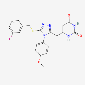 molecular formula C21H18FN5O3S B2530009 6-((5-((3-fluorobenzyl)thio)-4-(4-methoxyphenyl)-4H-1,2,4-triazol-3-yl)methyl)pyrimidine-2,4(1H,3H)-dione CAS No. 852153-15-2