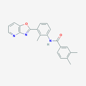 molecular formula C22H19N3O2 B253001 3,4-dimethyl-N-(2-methyl-3-[1,3]oxazolo[4,5-b]pyridin-2-ylphenyl)benzamide 