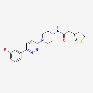 molecular formula C21H21FN4OS B2530011 N-{1-[6-(3-氟苯基)哒嗪-3-基]哌啶-4-基}-2-(3-噻吩基)乙酰胺 CAS No. 1396863-35-6
