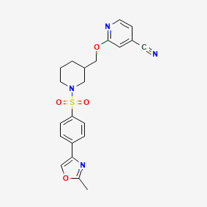 molecular formula C22H22N4O4S B2530017 2-[[1-[4-(2-Methyl-1,3-oxazol-4-yl)phenyl]sulfonylpiperidin-3-yl]methoxy]pyridine-4-carbonitrile CAS No. 2380194-86-3