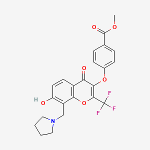 molecular formula C23H20F3NO6 B2530019 4-[7-羟基-4-氧代-8-(吡咯烷-1-基甲基)-2-(三氟甲基)色满-3-基]氧基苯甲酸甲酯 CAS No. 848669-72-7