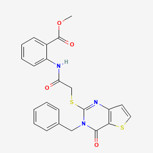 molecular formula C23H19N3O4S2 B2530021 methyl 2-[2-({3-benzyl-4-oxo-3H,4H-thieno[3,2-d]pyrimidin-2-yl}sulfanyl)acetamido]benzoate CAS No. 440326-59-0