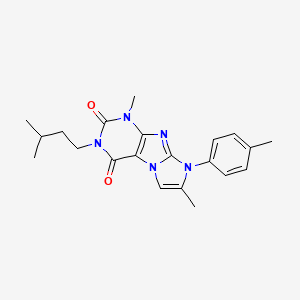 molecular formula C21H25N5O2 B2530027 3-异戊基-1,7-二甲基-8-(对甲苯基)-1H-咪唑并[2,1-f]嘌呤-2,4(3H,8H)-二酮 CAS No. 877643-63-5