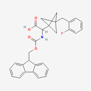 molecular formula C29H26FNO4 B2530031 2-(9H-Fluoren-9-ylmethoxycarbonylamino)-2-[3-[(2-fluorophenyl)methyl]-1-bicyclo[1.1.1]pentanyl]acetic acid CAS No. 2287266-23-1