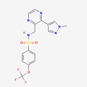 molecular formula C16H14F3N5O3S B2530035 N-((3-(1-methyl-1H-pyrazol-4-yl)pyrazin-2-yl)methyl)-4-(trifluoromethoxy)benzenesulfonamide CAS No. 2097895-76-4
