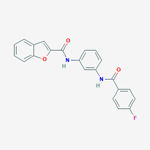 molecular formula C22H15FN2O3 B253004 N-{3-[(4-fluorobenzoyl)amino]phenyl}-1-benzofuran-2-carboxamide 