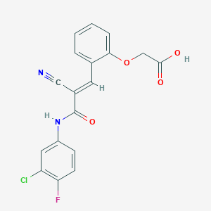 molecular formula C18H12ClFN2O4 B2530051 2-[2-[(E)-3-(3-chloro-4-fluoroanilino)-2-cyano-3-oxoprop-1-enyl]phenoxy]acetic acid CAS No. 1054478-68-0