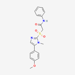 molecular formula C19H19N3O4S B2530053 2-((5-(4-甲氧基苯基)-1-甲基-1H-咪唑-2-基)磺酰基)-N-苯基乙酰胺 CAS No. 922126-64-5