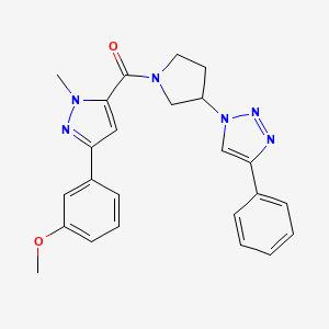 molecular formula C24H24N6O2 B2530071 （3-(3-甲氧基苯基)-1-甲基-1H-吡唑-5-基）（3-(4-苯基-1H-1,2,3-三唑-1-基）吡咯烷-1-基）甲苯酮 CAS No. 2034385-34-5