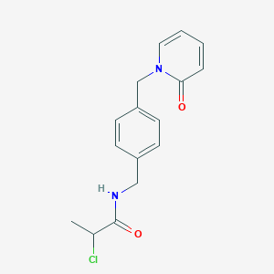 molecular formula C16H17ClN2O2 B2530074 2-Chloro-N-[[4-[(2-oxopyridin-1-yl)methyl]phenyl]methyl]propanamide CAS No. 2411218-99-8