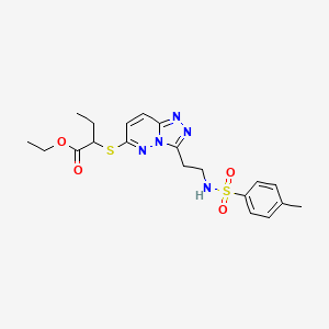 molecular formula C20H25N5O4S2 B2530086 Ethyl 2-{[3-(2-{[(4-methylphenyl)sulfonyl]amino}ethyl)[1,2,4]triazolo[4,3-b]pyridazin-6-yl]thio}butanoate CAS No. 872998-41-9