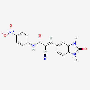 molecular formula C19H15N5O4 B2530087 (E)-2-cyano-3-(1,3-dimethyl-2-oxobenzimidazol-5-yl)-N-(4-nitrophenyl)prop-2-enamide CAS No. 444172-55-8