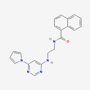 molecular formula C21H19N5O B2530089 N-(2-((6-(1H-pyrrol-1-yl)pyrimidin-4-yl)amino)ethyl)-1-naphthamide CAS No. 1396816-11-7