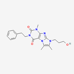 molecular formula C21H25N5O3 B2530090 8-(3-hydroxypropyl)-1,6,7-trimethyl-3-phenethyl-1H-imidazo[2,1-f]purine-2,4(3H,8H)-dione CAS No. 915927-04-7