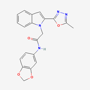 molecular formula C20H16N4O4 B2530092 N-(benzo[d][1,3]dioxol-5-yl)-2-(2-(5-methyl-1,3,4-oxadiazol-2-yl)-1H-indol-1-yl)acetamide CAS No. 923166-16-9