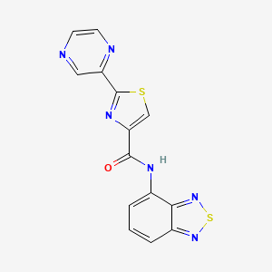molecular formula C14H8N6OS2 B2530093 N-(benzo[c][1,2,5]thiadiazol-4-yl)-2-(pyrazin-2-yl)thiazole-4-carboxamide CAS No. 1235048-27-7