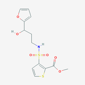 molecular formula C13H15NO6S2 B2530094 3-(N-(3-(呋喃-2-基)-3-羟基丙基)磺酰胺基)噻吩-2-甲酸甲酯 CAS No. 1421480-84-3