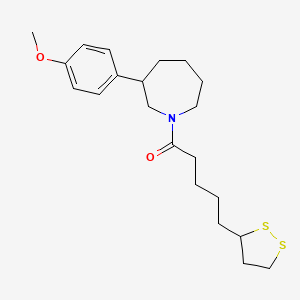 molecular formula C21H31NO2S2 B2530100 5-(1,2-Dithiolan-3-yl)-1-(3-(4-methoxyphenyl)azepan-1-yl)pentan-1-one CAS No. 1788560-59-7