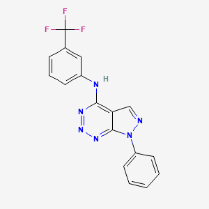 molecular formula C17H11F3N6 B2530112 7-phenyl-N-(3-(trifluoromethyl)phenyl)-7H-pyrazolo[3,4-d][1,2,3]triazin-4-amine CAS No. 1226430-58-5