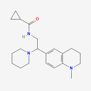 molecular formula C21H31N3O B2530116 N-(2-(1-methyl-1,2,3,4-tetrahydroquinolin-6-yl)-2-(piperidin-1-yl)ethyl)cyclopropanecarboxamide CAS No. 922095-83-8