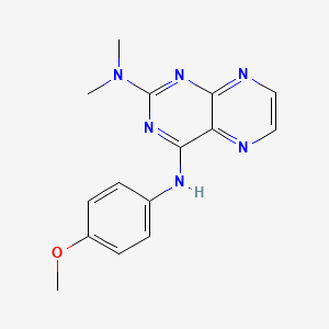 molecular formula C15H16N6O B2530119 {4-[(4-甲氧基苯基)氨基]蝶啶-2-基}二甲胺 CAS No. 946348-70-5