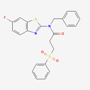 molecular formula C23H19FN2O3S2 B2530140 N-benzyl-N-(6-fluorobenzo[d]thiazol-2-yl)-3-(phenylsulfonyl)propanamide CAS No. 941925-85-5