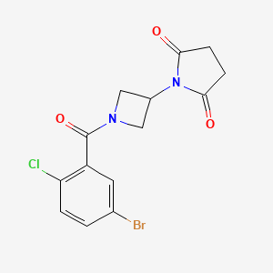 molecular formula C14H12BrClN2O3 B2530155 1-(1-(5-Bromo-2-chlorobenzoyl)azetidin-3-yl)pyrrolidine-2,5-dione CAS No. 1903296-61-6