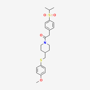 2-(4-(Isopropylsulfonyl)phenyl)-1-(4-(((4-methoxyphenyl)thio)methyl)piperidin-1-yl)ethanone