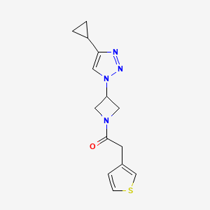 molecular formula C14H16N4OS B2530170 1-(3-(4-cyclopropyl-1H-1,2,3-triazol-1-yl)azetidin-1-yl)-2-(thiophen-3-yl)ethanone CAS No. 2097894-96-5