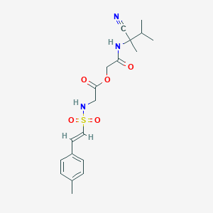 [2-[(2-cyano-3-methylbutan-2-yl)amino]-2-oxoethyl] 2-[[(E)-2-(4-methylphenyl)ethenyl]sulfonylamino]acetate
