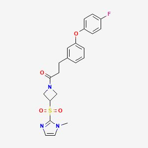 3-(3-(4-fluorophenoxy)phenyl)-1-(3-((1-methyl-1H-imidazol-2-yl)sulfonyl)azetidin-1-yl)propan-1-one
