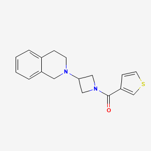 molecular formula C17H18N2OS B2530185 (3-(3,4-dihydroisoquinolin-2(1H)-yl)azetidin-1-yl)(thiophen-3-yl)methanone CAS No. 2034357-21-4