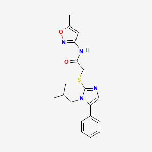 molecular formula C19H22N4O2S B2530195 2-((1-isobutyl-5-phenyl-1H-imidazol-2-yl)thio)-N-(5-methylisoxazol-3-yl)acetamide CAS No. 1207019-85-9
