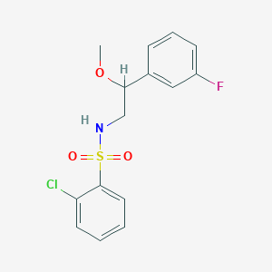 molecular formula C15H15ClFNO3S B2530196 2-chloro-N-(2-(3-fluorophenyl)-2-methoxyethyl)benzenesulfonamide CAS No. 1797876-95-9
