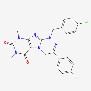 molecular formula C22H18ClFN6O2 B2530200 1-(4-chlorobenzyl)-3-(4-fluorophenyl)-7,9-dimethyl-7,9-dihydro-[1,2,4]triazino[3,4-f]purine-6,8(1H,4H)-dione CAS No. 941959-40-6