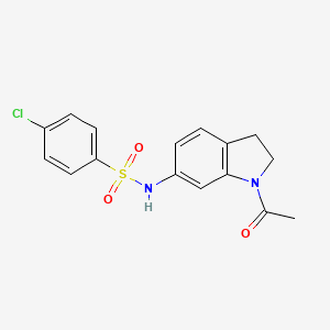 molecular formula C16H15ClN2O3S B2530204 N-(1-acetylindolin-6-yl)-4-chlorobenzenesulfonamide CAS No. 397842-24-9